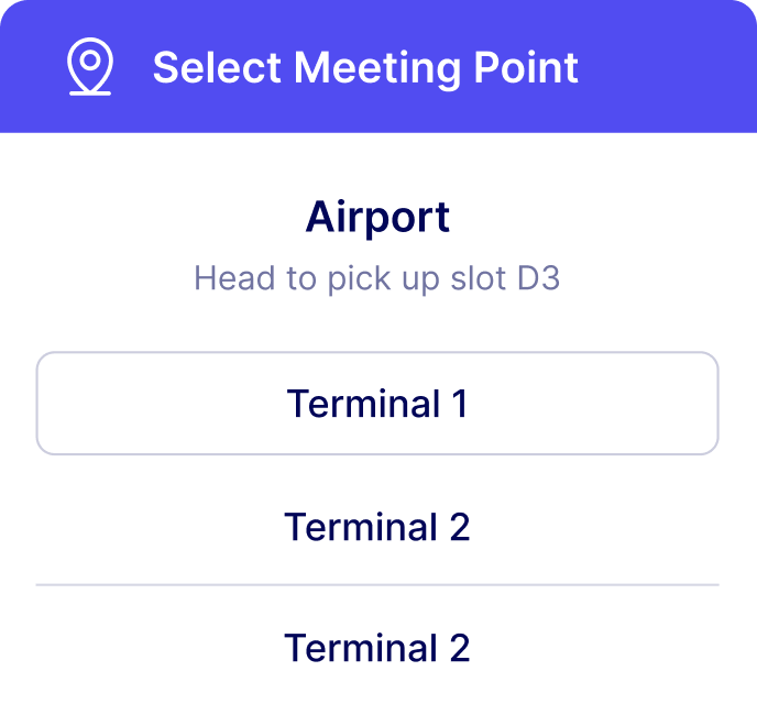 A screen shot of a phone with the text airport head to pick up slot d.