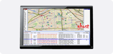 A computer screen with a map on it.