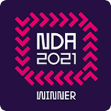 The logo for the nda 2021 winner.