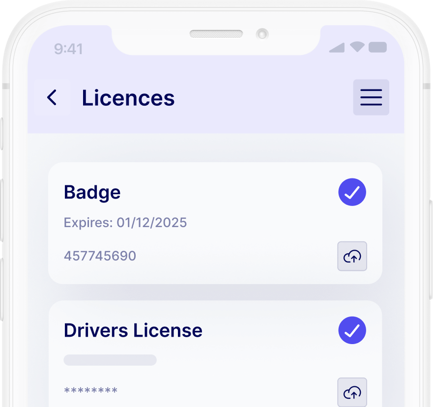 A cell phone with a driver license on the screen.